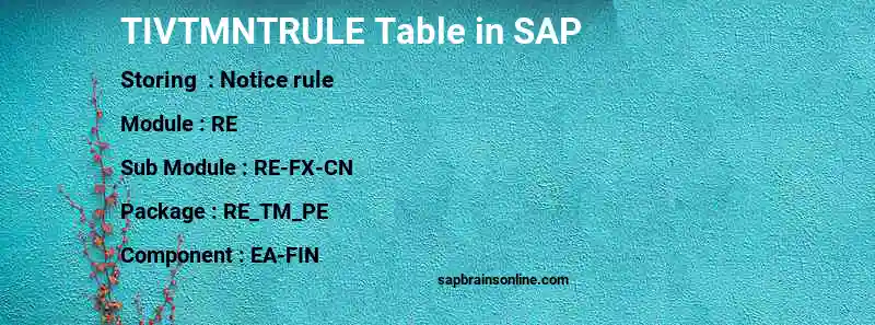 SAP TIVTMNTRULE table