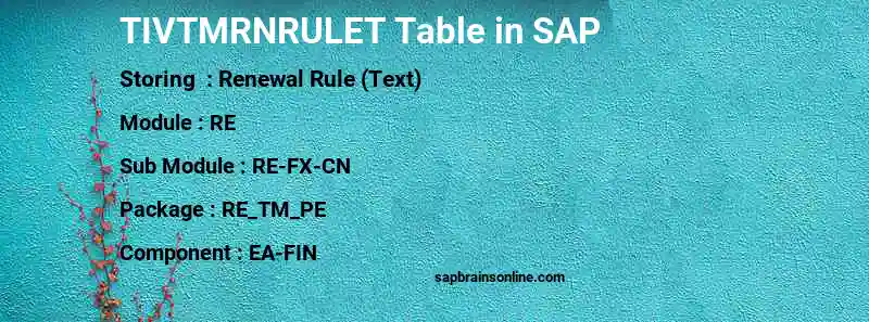 SAP TIVTMRNRULET table
