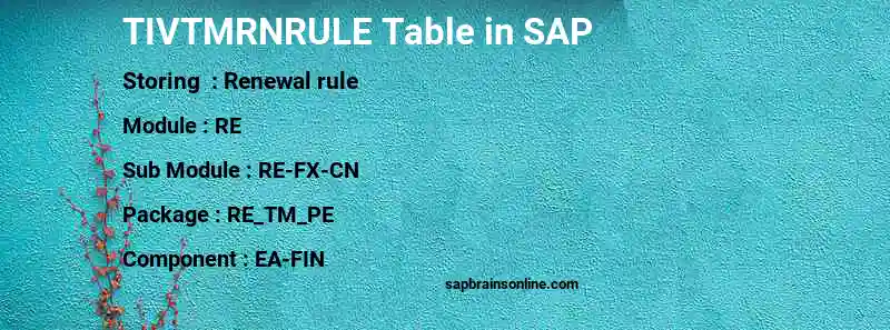 SAP TIVTMRNRULE table