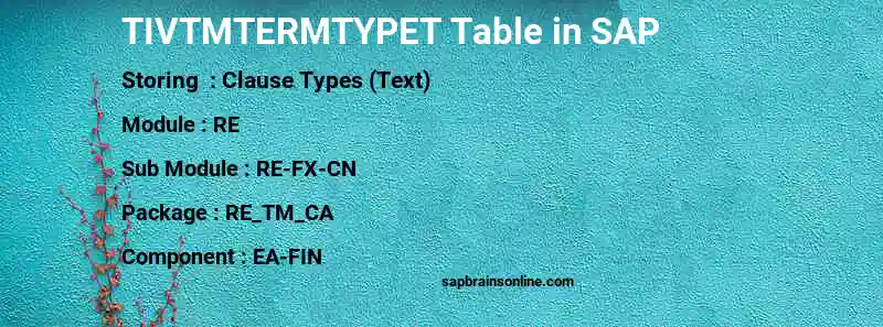 SAP TIVTMTERMTYPET table