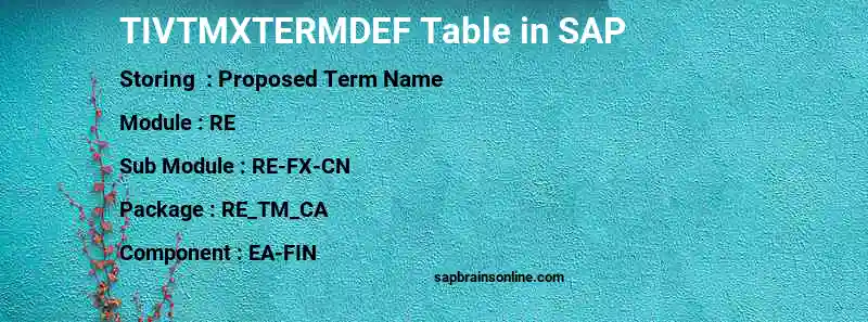 SAP TIVTMXTERMDEF table