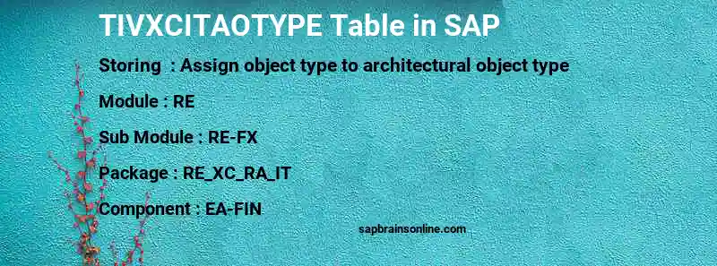 SAP TIVXCITAOTYPE table
