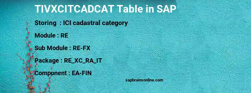 SAP TIVXCITCADCAT table