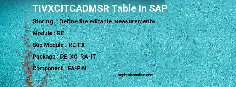 SAP TIVXCITCADMSR table