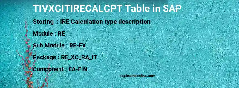 SAP TIVXCITIRECALCPT table