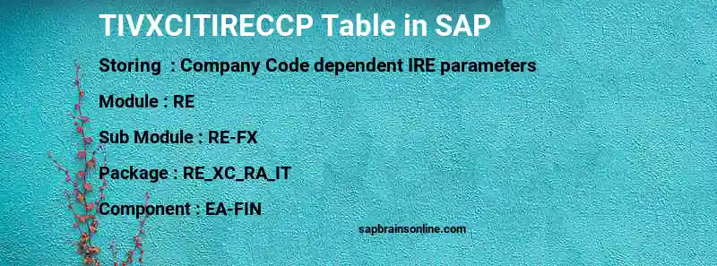 SAP TIVXCITIRECCP table