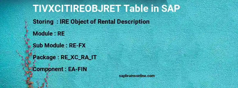 SAP TIVXCITIREOBJRET table