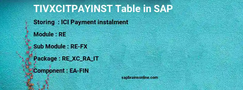 SAP TIVXCITPAYINST table