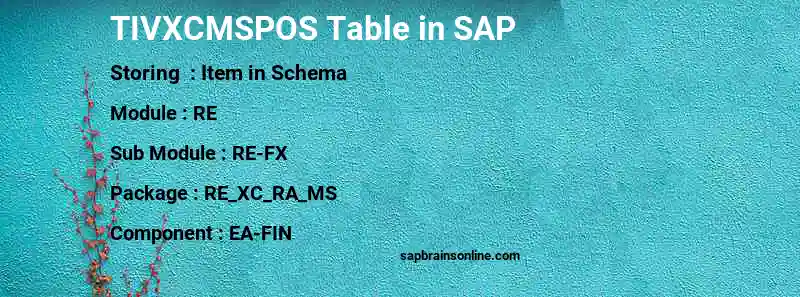 SAP TIVXCMSPOS table
