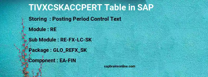 SAP TIVXCSKACCPERT table