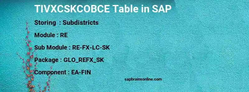 SAP TIVXCSKCOBCE table
