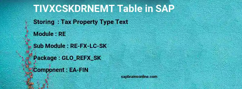 SAP TIVXCSKDRNEMT table