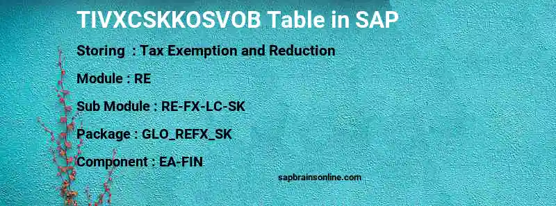 SAP TIVXCSKKOSVOB table