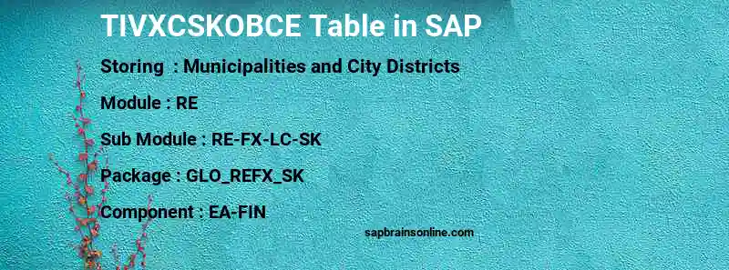 SAP TIVXCSKOBCE table