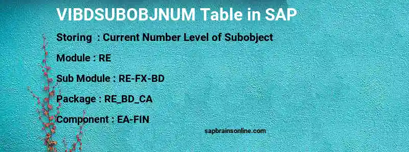 SAP VIBDSUBOBJNUM table