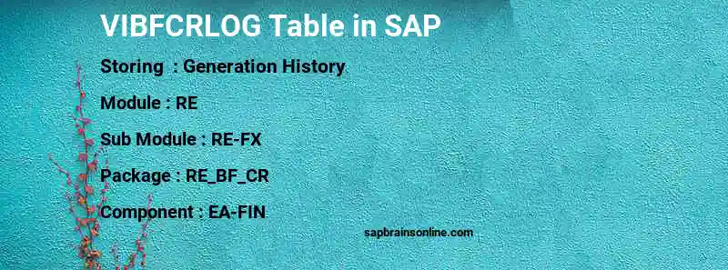 SAP VIBFCRLOG table