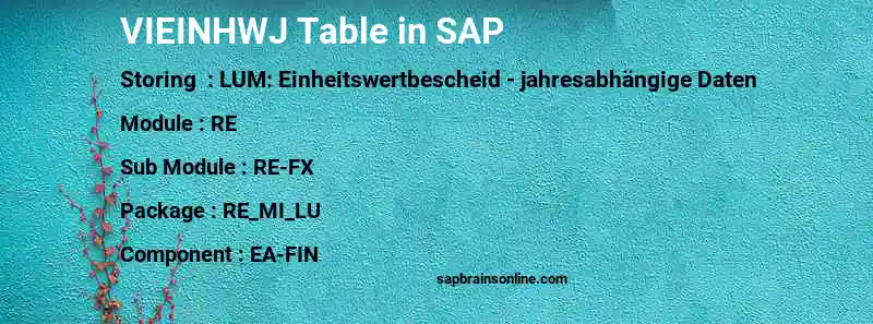 SAP VIEINHWJ table