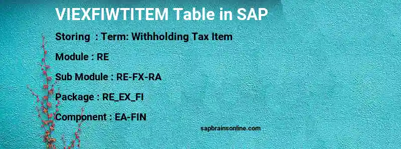 SAP VIEXFIWTITEM table