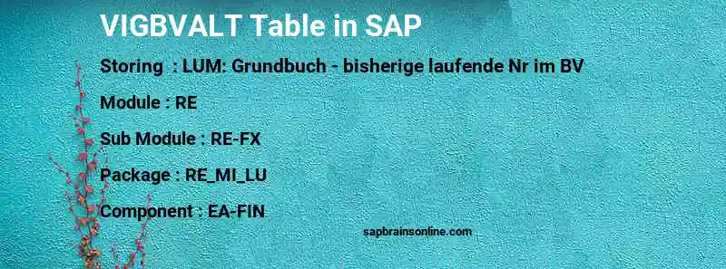 SAP VIGBVALT table