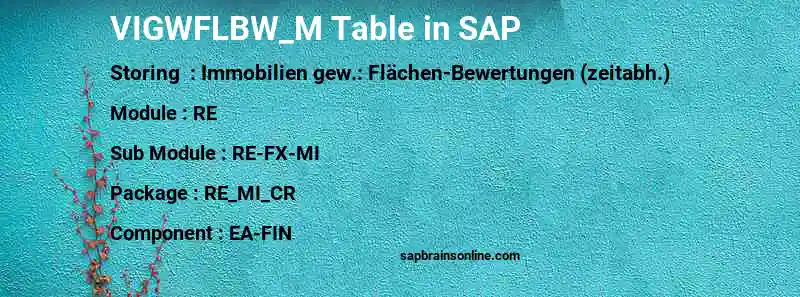 SAP VIGWFLBW_M table