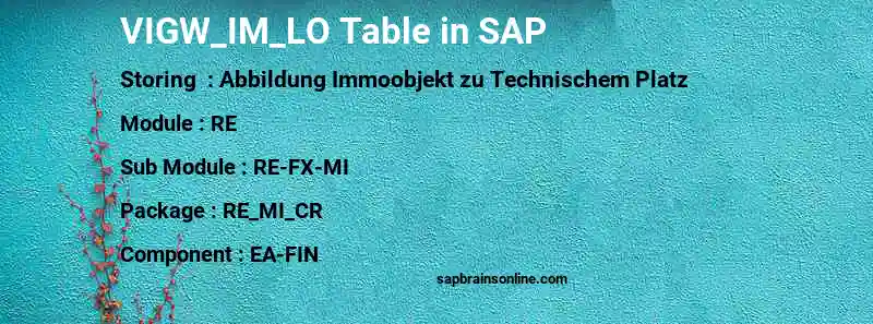 SAP VIGW_IM_LO table