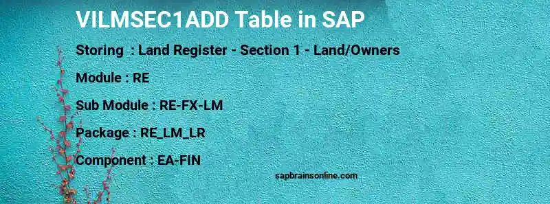 SAP VILMSEC1ADD table