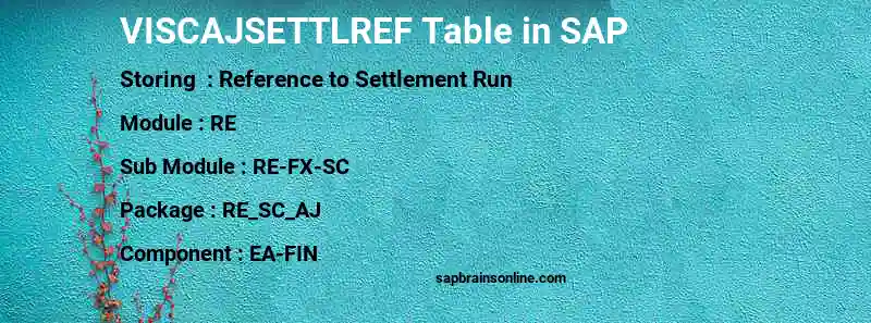 SAP VISCAJSETTLREF table