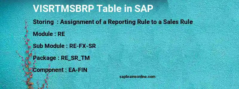 SAP VISRTMSBRP table
