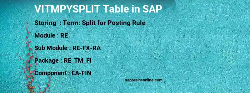 SAP VITMPYSPLIT table