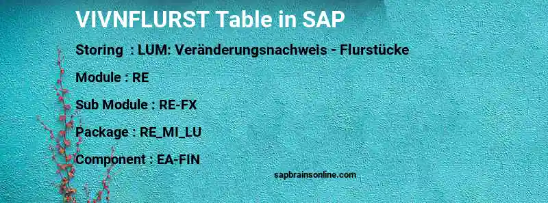 SAP VIVNFLURST table
