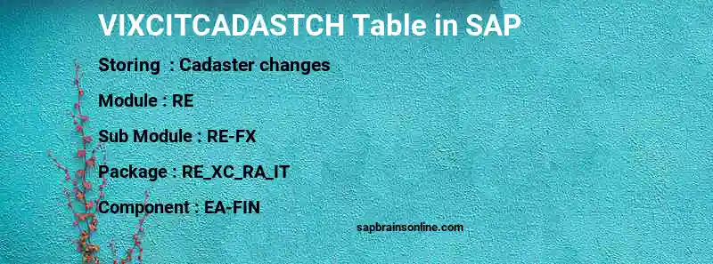 SAP VIXCITCADASTCH table
