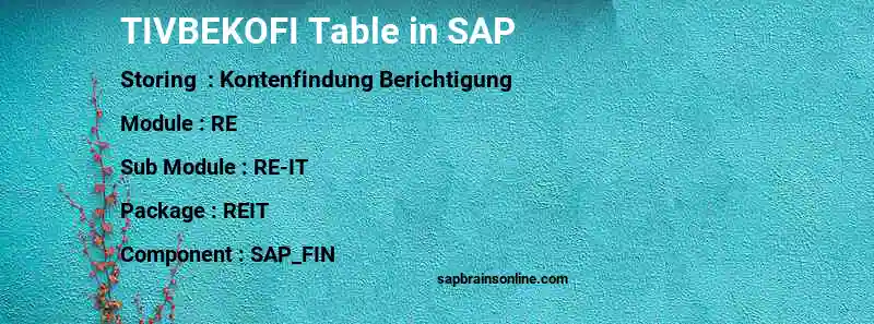 SAP TIVBEKOFI table