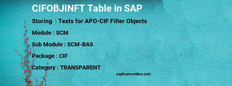SAP CIFOBJINFT table