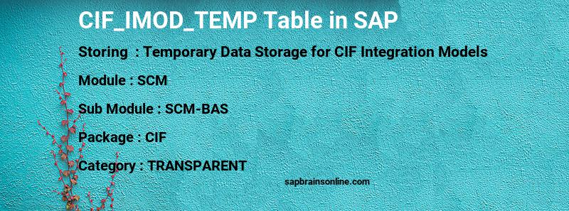 SAP CIF_IMOD_TEMP table