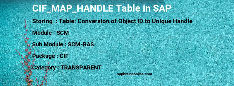 SAP CIF_MAP_HANDLE table