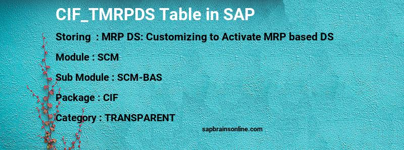 SAP CIF_TMRPDS table