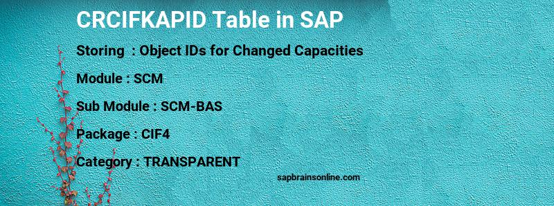 SAP CRCIFKAPID table