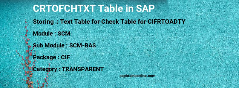 SAP CRTOFCHTXT table