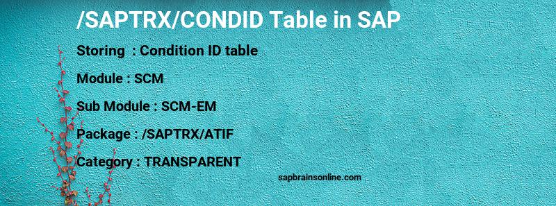 SAP /SAPTRX/CONDID table