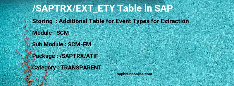 SAP /SAPTRX/EXT_ETY table