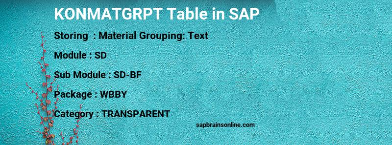 SAP KONMATGRPT table