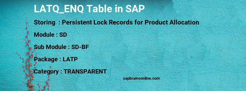SAP LATQ_ENQ table