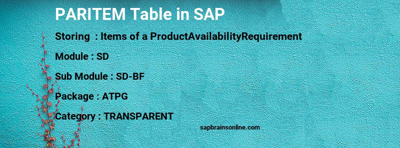 SAP PARITEM table