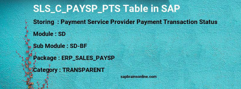 SAP SLS_C_PAYSP_PTS table