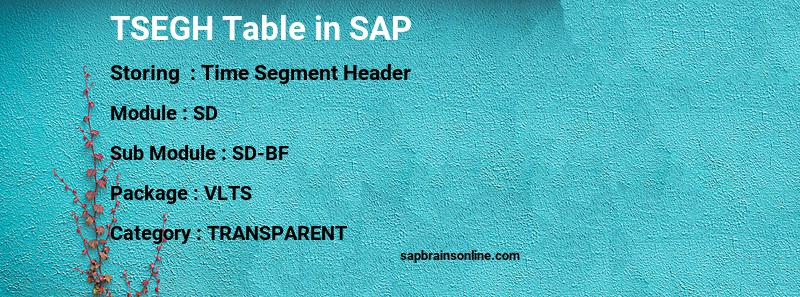 SAP TSEGH table