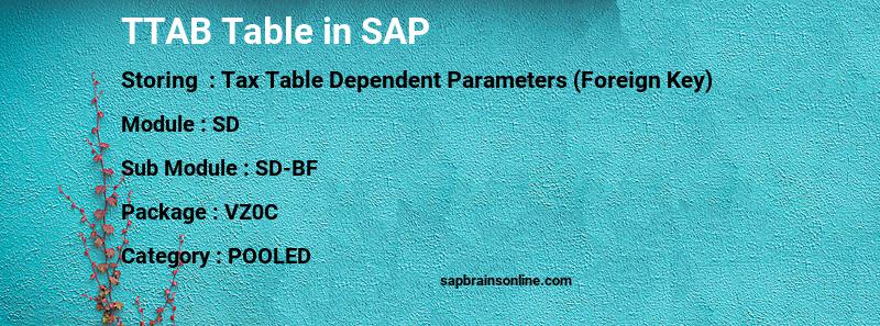 SAP TTAB table