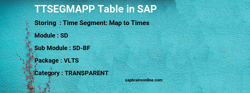 SAP TTSEGMAPP table