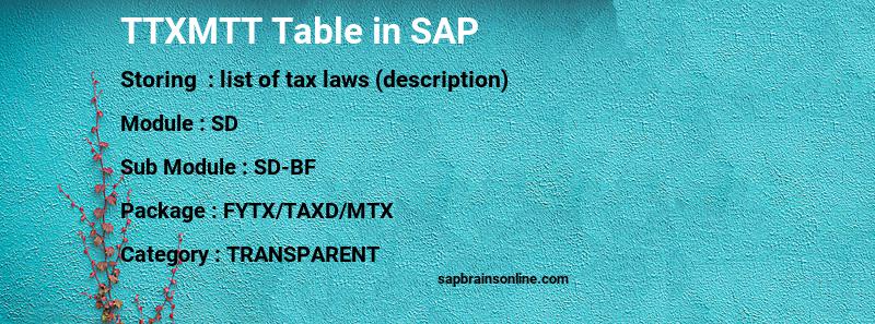 SAP TTXMTT table