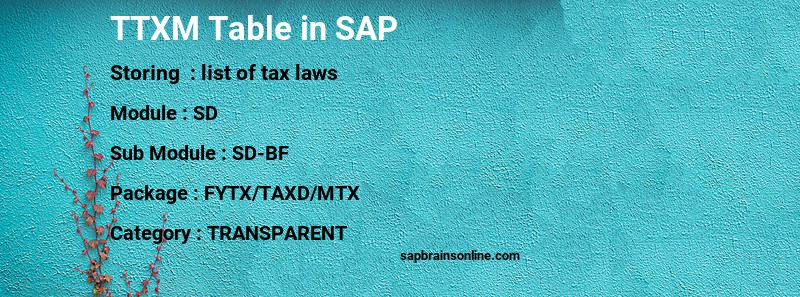 SAP TTXM table