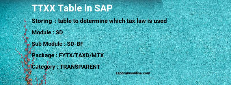 SAP TTXX table